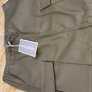 NWT Indigo Rising SEXY Faux Leather Olive Cargo Long Maxi  Skirt Size L